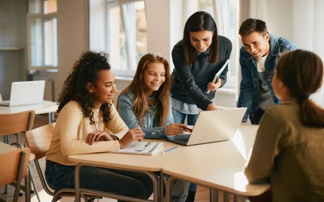 immagine di gruppo di giovani che collaborano per evocare il tema del percorso formativo Il gruppo come risorsa lungo il percorso adottivo