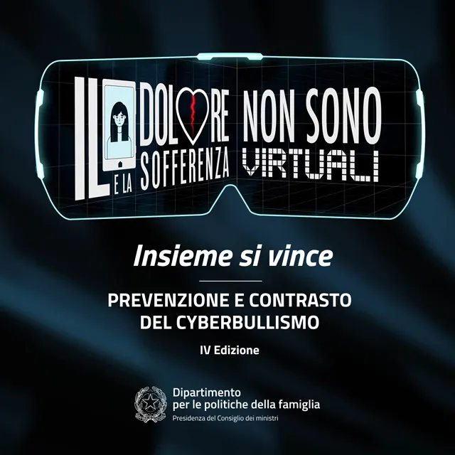 locandina della campagna di sensibilizzazione e contrasto al cyberbullismo lanciata dal Dipartimento per le politiche della famiglia e realizzata con il supporto dell'Istituto degli Innocenti