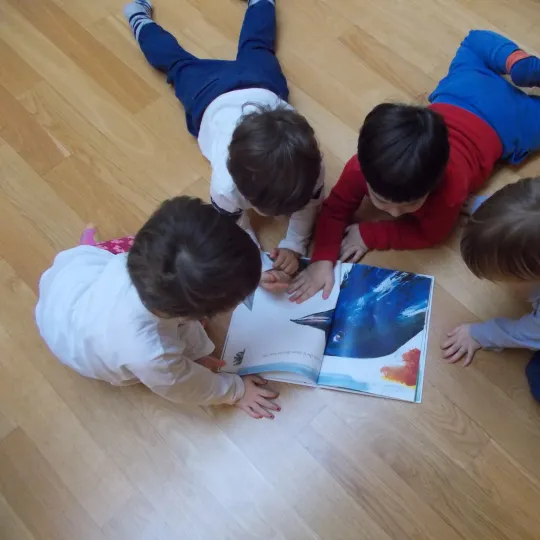 bambini che sfogliano un libro