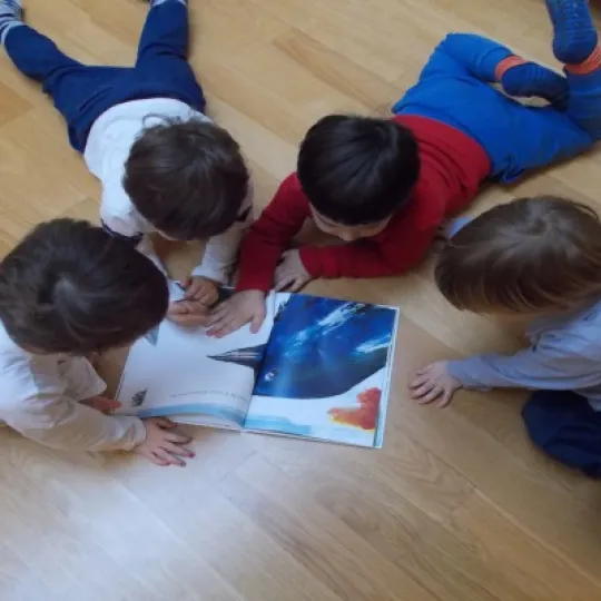 bambini che sfogliano un libro